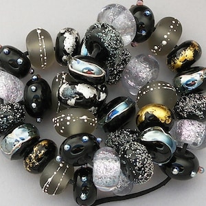 Black Lampwork Beads For Jewelry Supplies Handmade Glass Beads For Necklace Beaded Bracelet Round Lampwork Beads For Earrings Debbie Sanders