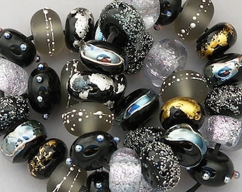 Black Lampwork Beads For Jewelry Supplies Handmade Glass Beads For Necklace Beaded Bracelet Round Lampwork Beads For Earrings Debbie Sanders