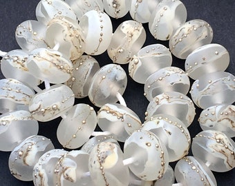 White Lampwork Beads for Jewelry Making, Handmade Glass Beads for Jewelry Supplies, Statement Necklace, Beads for Earrings, DIY Bracelet