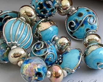 Lampwork Beads For Necklace Glass Beads For Jewelry Making Beaded Bracelet Blue Beads Boho Bracelet Craft Making Debbie Sanders Artist