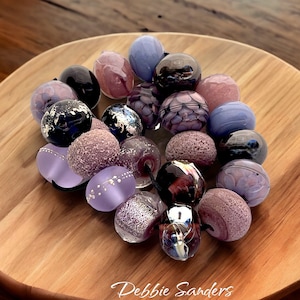 Purple Lampwork Beads For Statement Necklace, Round Glass Beads For Jewelry Supplies, Bohemian Beads For Jewelry Making, Beads For Earrings