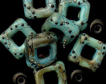 Perles carrées au chalumeau pour fournitures de bijoux Perles de verre vert cuivre pour bracelet Collier tendance Perles pour fournitures créatives Debbie Sanders