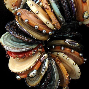 Boho Lampwork Beads For Jewelry Making Statement Necklace Rustic Handmade Disc Beads For Jewelry Supplies Organic Glass Jewelry Beads