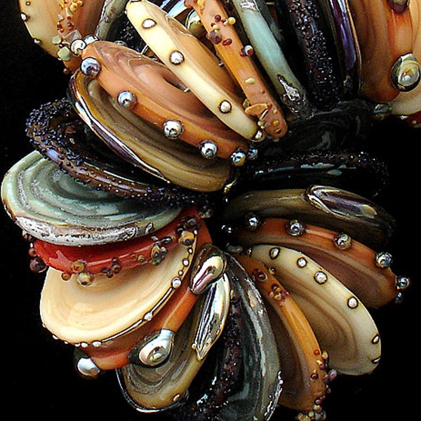 Boho Lampwork Beads For Jewelry Making Statement Necklace Rustic Handmade Disc Beads For Jewelry Supplies Organic Glass Jewelry Beads