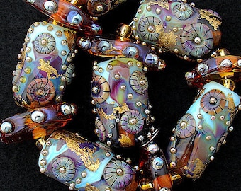 Handmade Lampwork Beads For Jewelry Supplies, Glass Beads Statement Necklace, Boho Beads For Jewelry Making, Jewelry Sets, Barrel Beads