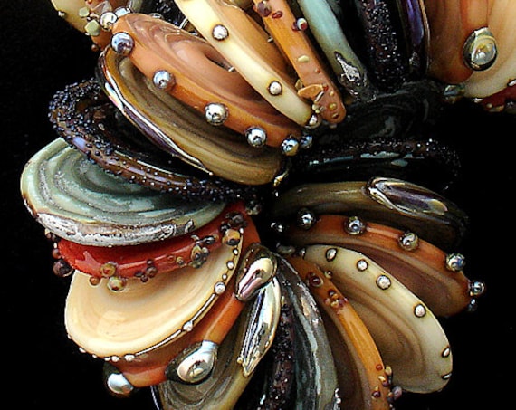 Boho Lampwork Beads For Jewelry Making Statement Necklace Rustic Handmade Disc Beads For Jewelry Supplies Organic Glass Jewelry Beads
