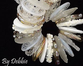 White Lampwork Beads For Jewelry Supplies, Glass Beads For Earrings, Jewelry Making Beads For Bracelet, White Beads For Necklace, 42 Discs