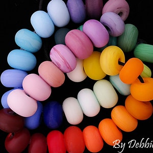 Rainbow Beads For Statement Necklace, Handmade Lampwork Beads For Jewelry Making, Beads For Craft Supplies, Round Colorful Beads, Petite image 1