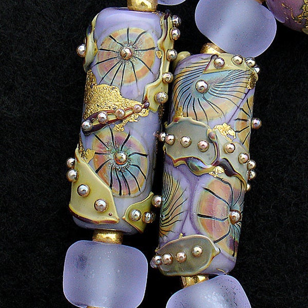 Handgjorda lamppärlor för smycken Lavendelpärlor för armband Boho-pärlor Statement-halsband Glaspärlor för smyckesleverans Debbie Sanders