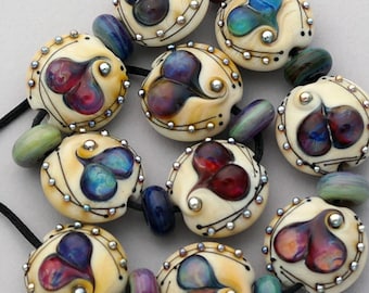 Heart Beads For Jewelry, Handmade Jewelry Beads For Earrings, Lampwork Beads Statement Necklace, Handmade Heart Jewelry, Multi Colored Heart