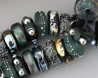 Black Disc Lampwork Beads For Jewelry Sets, Glass Beads Steampunk Jewelry, Beads For Boho Bracelet, Black Beads For Jewelry Making, Chunky