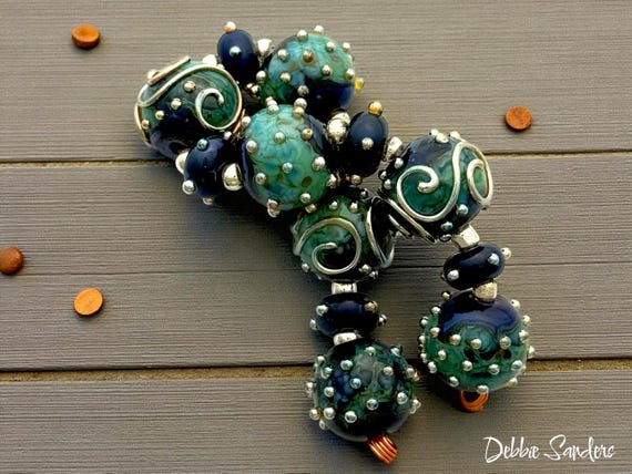 Handmade Glass Beads For Jewelry Making, Lampwork Beads For Necklace, Beads For Jewelry Supplies, Beading Supplies, 16 mm Beads With Spacers