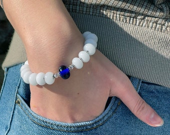 Custom bracelet women, Gifts for her, Friendship bracelet beads, Statement jewelry wedding, Stretch bead bracelets, Dainty jewelry, 7.5"