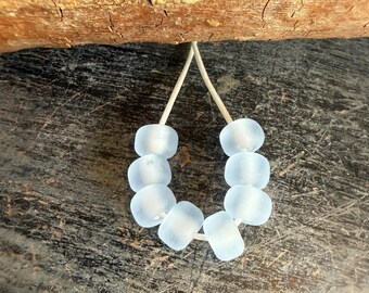 Pale Blue Lampwork Beads For Jewelry Making, Small Beads For Earrings, Glass Beads For Jewelry Supply, Handmade Spacer Beads For Bracelets
