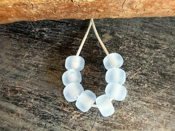 Pale Blue Lampwork Beads For Jewelry Making, Small Beads For Earrings, Glass Beads For Jewelry Supply, Handmade Spacer Beads For Bracelets