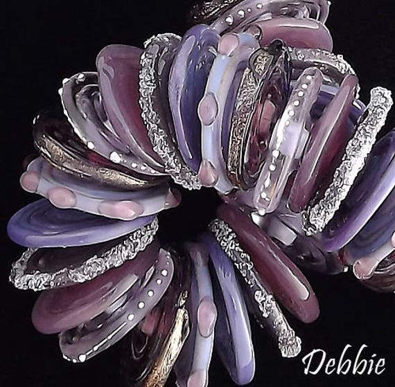 Purple Disc Lampwork Beads For Beaded Boho Bracelet Glass Beads Handmade Purple Beads For Jewelry Supplies Bead Necklace Jewelry