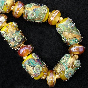 Yellow Lampwork Beads for Jewelry Handmade Glass Barrel Beads - Etsy
