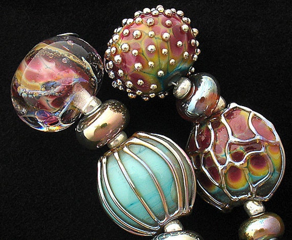 Patterned Beads for Jewelry Supplies, Lampwork Beads for Jewelry Sets,  Glass Beads for Statement Necklace, Unique Beads for Jewelry Making 