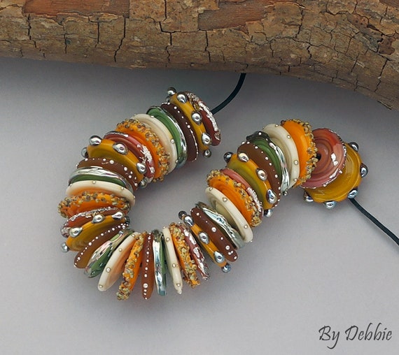 Bohemian Beads for Jewelry Making Handmade Lampwork Disc Beads For