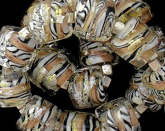 Perles de verre au chalumeau, pépites de style zèbre, accessoires de fabrication de bijoux, perles faites main pour collier tendance, uniques en leur genre, 13 mm chacune