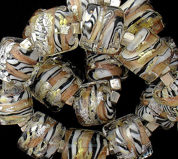 Glass Beads African Jewelry For Women, Beads For Jewelry Making, Handmade Lampwork For Jewelry Supplies, Zebra Style Organic Beads 13mm