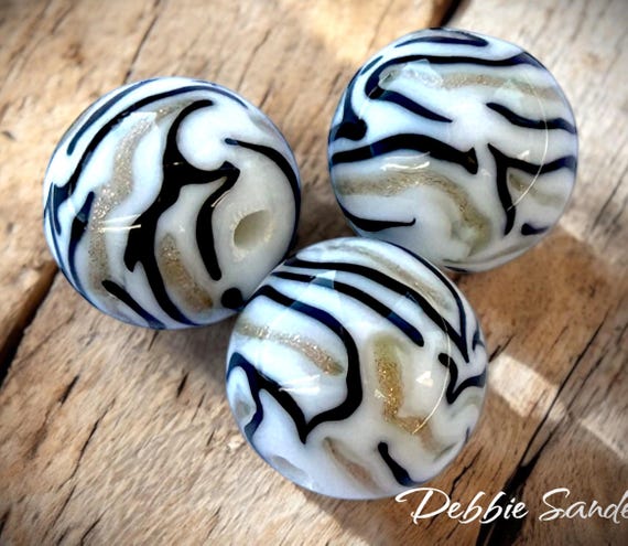 Glass Beads For Jewelry Making, Beads For Jewelry Supplies, Beads For Statement Necklace, Lampwork Beads For Safari Bracelet, Zebra Beads