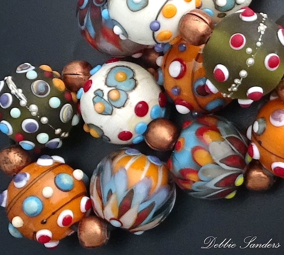 Handmade Lampwork Beads for Jewelry Supplies for Statement Necklace Bead  Supplies Organic Beads Artisan Beads Unusual Beads Debbie Sanders 