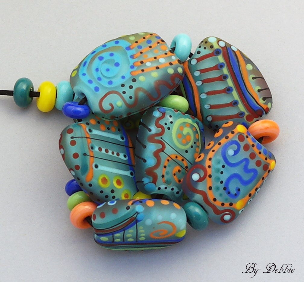 Handmade Beads Lampwork Beads Patterned Beads Glass Beads For Jewelry
