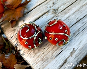 Perles au chalumeau orange pour boucles d'oreilles, Perles de verre pour bijoux, Perles faites main pour fabrication de bijoux, Accessoires pour perles, 16 mm Orange