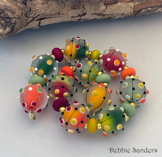 Colorful Lampwork Beads For Jewelry Making, Round Glass Beads For Statement Necklace, Jewelry Supplies, Beads For Earrings, 16 mm Beads