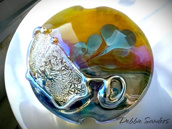 Lampwork Bead Focal, Lentil Glass Bead Pendant For Jewelry Supplies, Glass Beads For Making Jewelry, Beading Supplies For Jewelry, Large