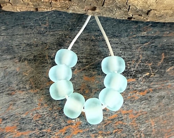 Pale Aqua Beads For Jewelry Making, Small Beads For Earrings, Lampwork Spacer Glass Beads For Jewelry Supply, Handmade Beads For Bracelets