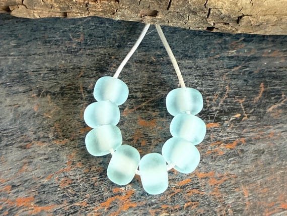 Pale Aqua Beads For Jewelry Making, Small Beads For Earrings, Lampwork Spacer Glass Beads For Jewelry Supply, Handmade Beads For Bracelets