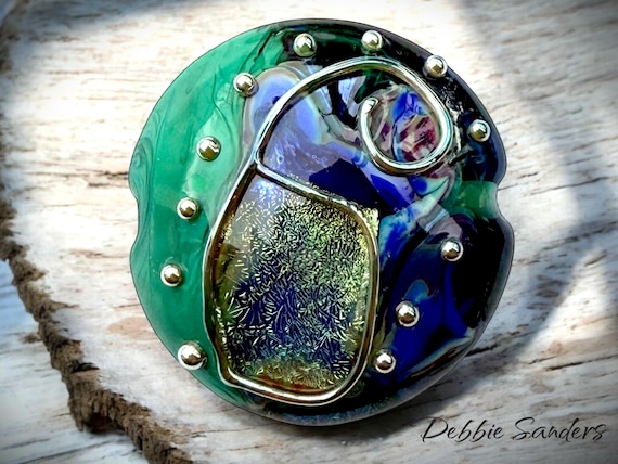 Lentil Glass Bead Pendant For Jewelry Supplies, Lampwork Bead Focal, Glass Beads For Making Jewelry, Beading Supplies For Jewelry, Large