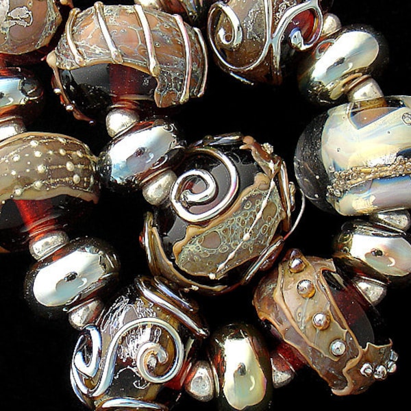 Brown Lampwork Beads For Jewelry Supplies Glass Beads Statement Necklace Boho Bracelet Beads Round Beads Jewelry Making Debbie Sanders