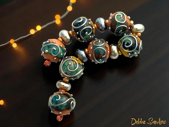 Handmade Glass Beads For Jewelry Making, Lampwork Beads For Necklace, Boho Beads For Jewelry Supplies, Beading Supplies, 16 mm Beads