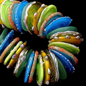 Colorful Lampwork Beads For Jewelry Supply, Jewelry Making Supplies For Necklace, Glass Beads For Earrings, Unique Beads, 36 Disk Beads