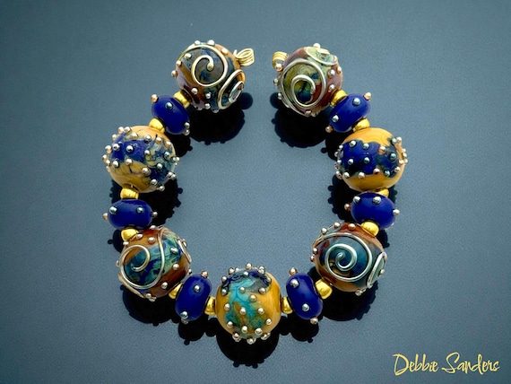 Handmade Glass Beads For Jewelry Making, Lampwork Beads For Necklace, Beads For Jewelry Supplies, Beading Supplies, 16 mm Beads With Spacers