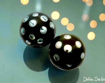 Perles noires au chalumeau pour boucles d'oreilles, Perles de verre pour bijoux, Perles faites main pour fabrication de bijoux, Accessoires pour perles, Perles noires 16 mm