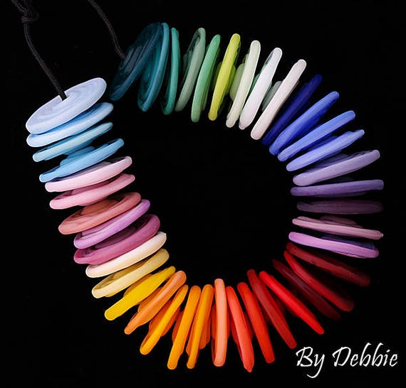 Rainbow Beads For Jewelry Set, Disc Lampwork Beads For Jewelry Making, Colorful Glass Beads For Jewelry Supplies, Beads For Earrings, Cute