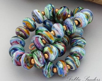 Colorful Lampwork Beads For Statement Necklace Tie Dye Jewelry Beads For Beaded Bracelet Handmade Glass Beads Supplies Debbie Sanders