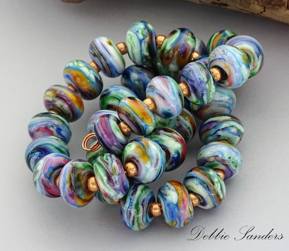 Colorful Lampwork Beads For Statement Necklace Tie Dye Jewelry Beads For Beaded Bracelet Handmade Glass Beads Supplies Debbie Sanders