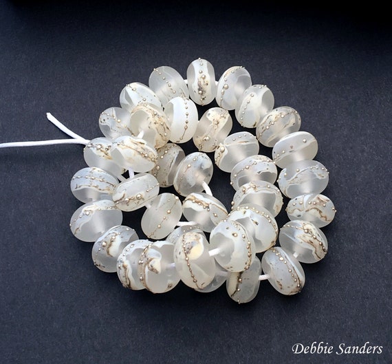 Etched White Lampwork Beads For Jewelry Making Handmade Glass Beads For Jewelry Supplies Statement Necklace Craft Supplies Debbie Sanders