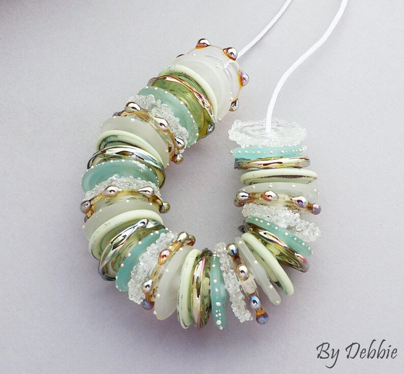 Aqua Lampwork Disc Beads For Jewelry Sets Mermaid Bracelet Etsy