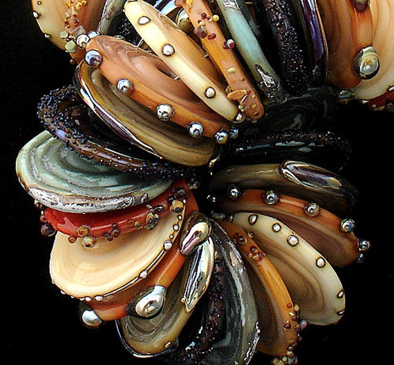 Boho Lampwork Beads For Jewelry Making Statement Necklace Rustic Handmade Disc Beads For Jewelry Supplies Organic Glass Jewelry Beads