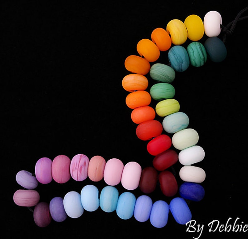 Rainbow Beads For Statement Necklace, Handmade Lampwork Beads For Jewelry Making, Beads For Craft Supplies, Round Colorful Beads, Petite image 2