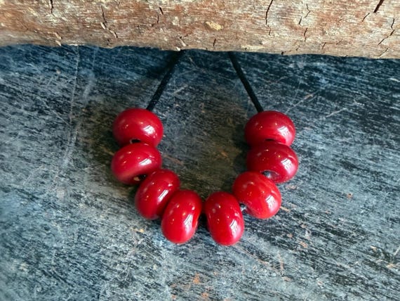 Red Spacer Lampwork Beads For Jewelry Making, Small Beads For Earrings, Glass Beads For Jewelry Supply, Handmade Beads For Bracelets