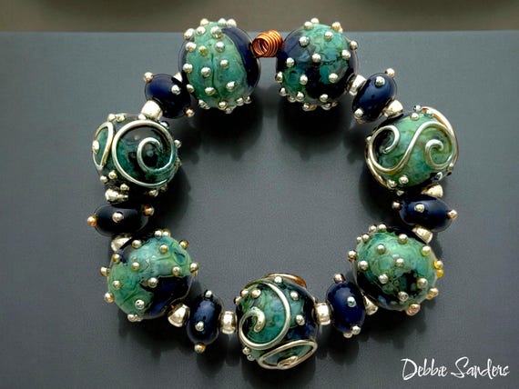 Handmade Glass Beads For Jewelry Making, Lampwork Beads For Necklace, Beads For Jewelry Supplies, Beading Supplies, 16 mm Beads With Spacers