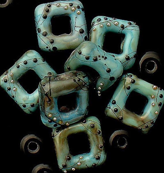 Square Lampwork Beads For Jewelry Supplies Copper Green Glass Beads For Bracelet Statement Necklace Beads For Craft Supplies Debbie Sanders