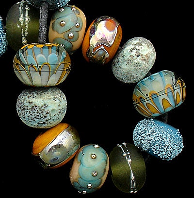 Handmade Lampwork Beads  For Unique  Statement Bracelet Bead Supplies Organic Beads Artisan Beads Unusual Beads--